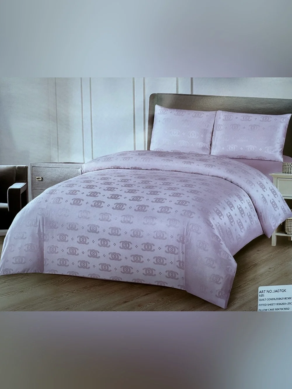 Lavender Jacquard Cotton Duvet Cover Set King size 4 piece Luxury bedding linen